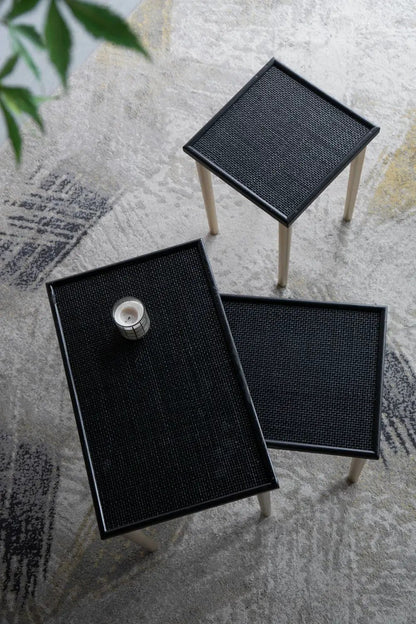 Bohemian Nesting Side Tables Set in Black Gold