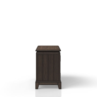 Office storage credenza chocolate wood front view with flat top and stepped base on Tampa Home & Garden Store