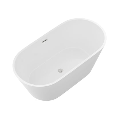 Glossy white freestanding bathtub with drain and sleek curved edges on Tampa Home & Garden Store