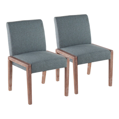 Contemporary chair set of 2 with foam-padded blue seats and wooden legs HouseOfZazla on Tampa Home & Garden Store