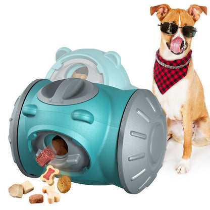 Dog tumbler slow-feeder chew toy teal with gray ends for small to medium dogs on Tampa Home & Garden Store