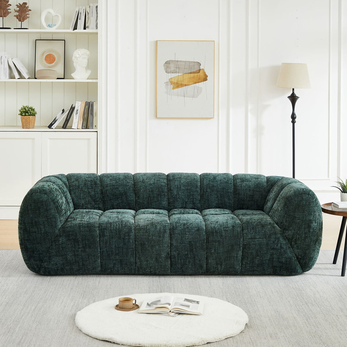Modern Piano Key Backrest Sofa With Upholstery