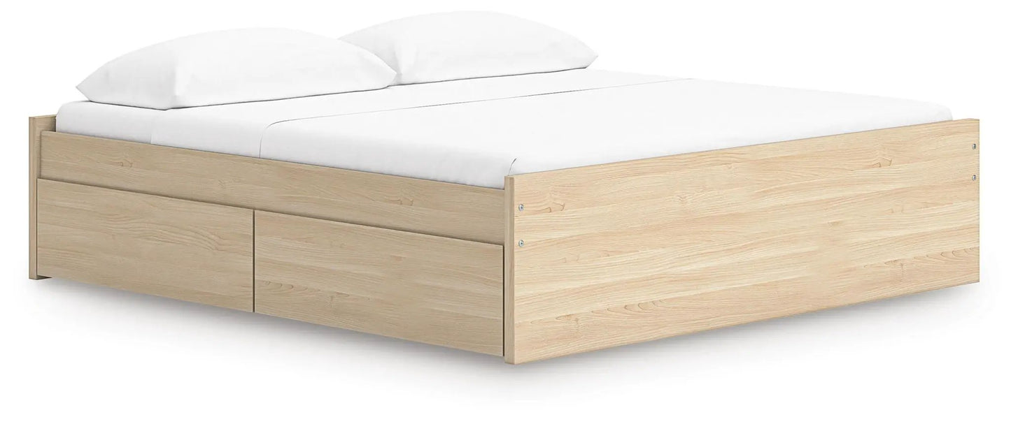 Onita platform bed with underbed storage drawers in natural oak on Tampa Home & Garden Store