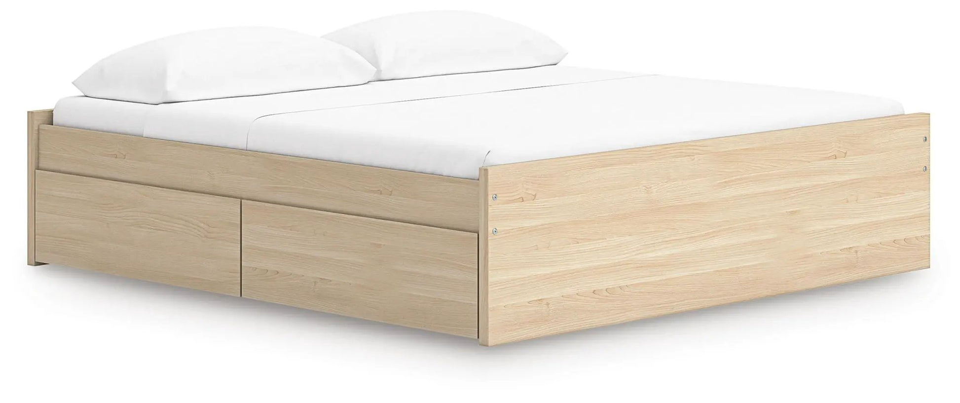 Onita platform bed with underbed storage drawers in natural oak on Tampa Home & Garden Store