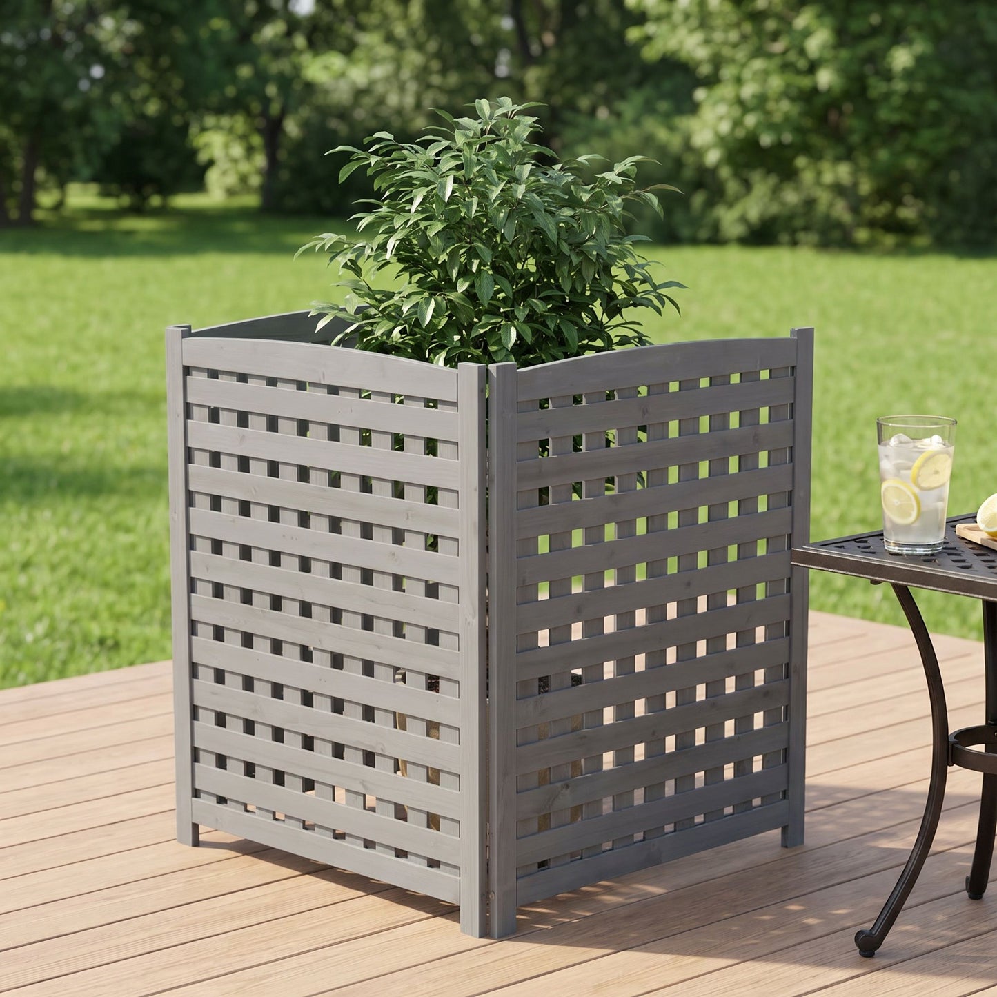Three Wooden Fences and Outdoor AC Privacy