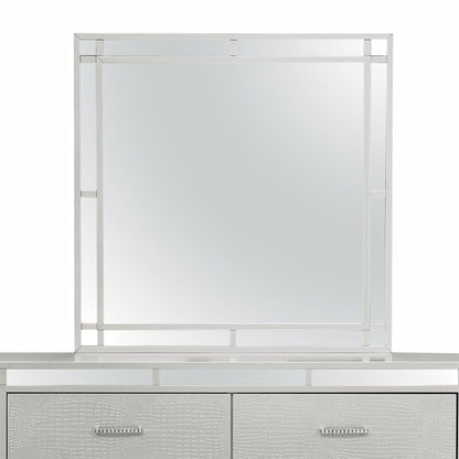 Silver champagne square wall mirror Madison with mirrored border accents by HouseOfZazla on Tampa Home & Garden Store