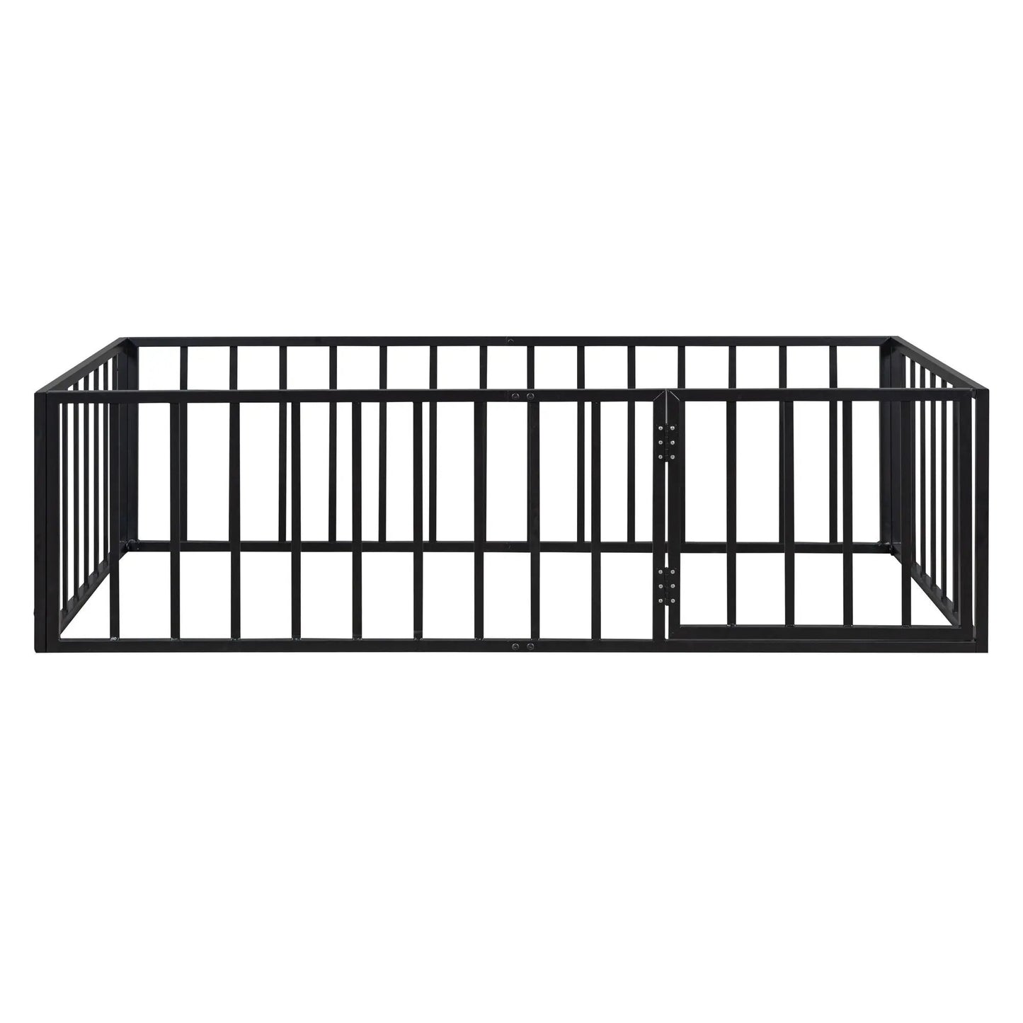 Metal floor bed frame with fence rails and a door, Unique Piece Furniture panel bed on Tampa Home & Garden Store