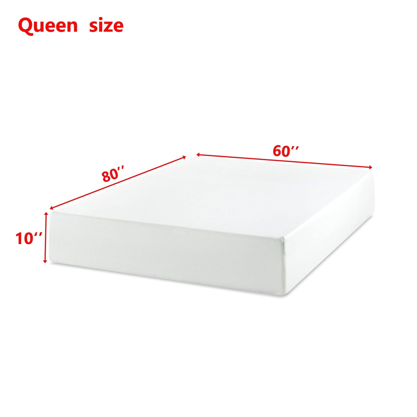 Memory foam mattress in a box, 10-inch thickness, queen size 60x80, fiberglass-free on Tampa Home & Garden Store