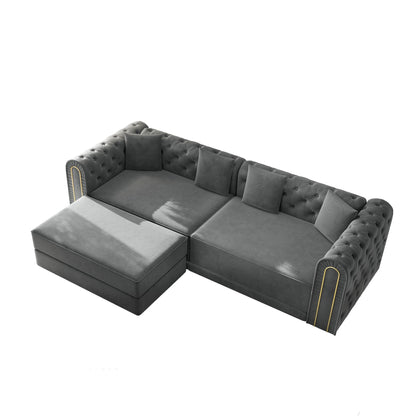 3 In 1 Convertible Sofa and Ottoman Bed