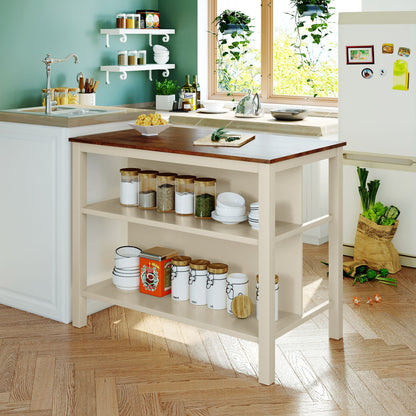 Rustic Kitchen Island and Two Wooden Bar Stools
