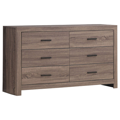 Geary slatted headboard panel bedroom set 4-piece dark brown wood dresser chest by HouseOfZazla on Tampa Home & Garden Store
