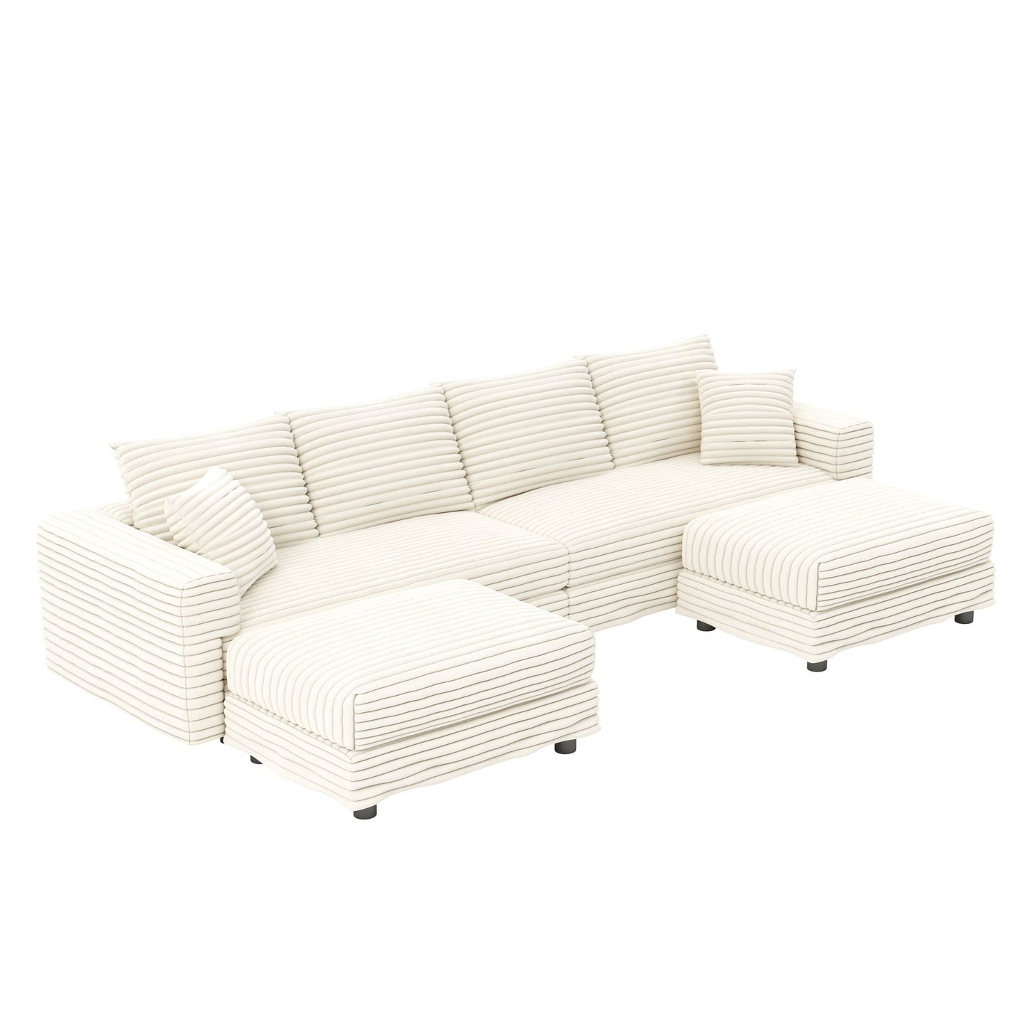 Deep Seat Sofa Bed With Ottoman and Soft Pillows