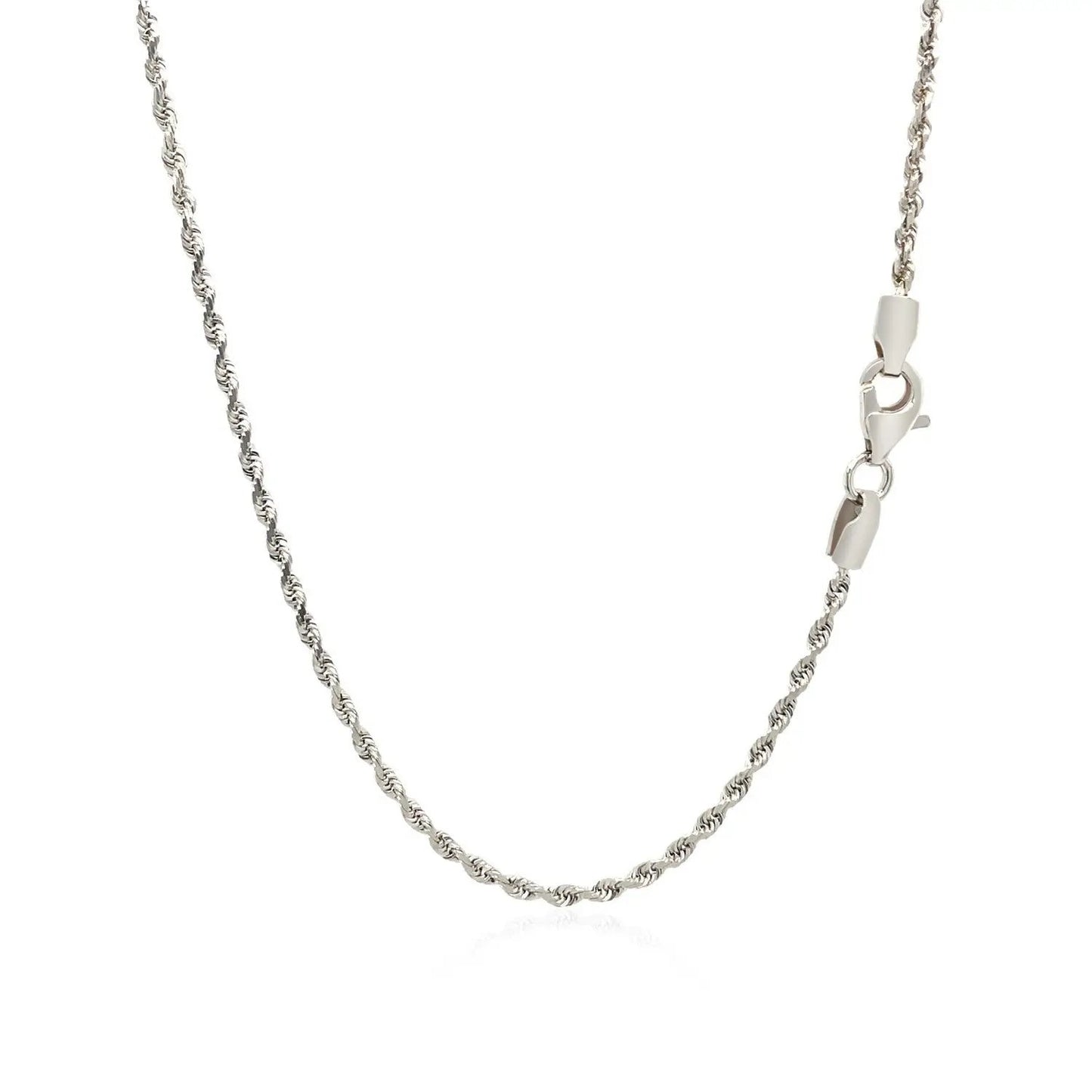 2.0mm 14k white gold solid diamond-cut rope chain necklace by Bids.com with lobster clasp on Tampa Home & Garden Store