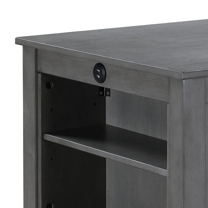 3 Piece Counter Height Dining Set with Storage Shelves gray finish by HouseOfZazla USB ports on Tampa Home & Garden Store