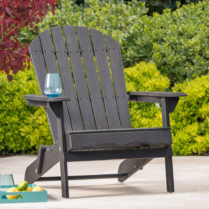 Malibu Adirondack Chair by HouseOfZazla, charcoal gray wood outdoor furniture with side table on Tampa Home & Garden Store