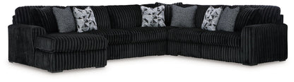 Midnight-Madness Sectional Set, 4-piece black ribbed corduroy sofa by Unique Piece Furniture on Tampa Home & Garden Store