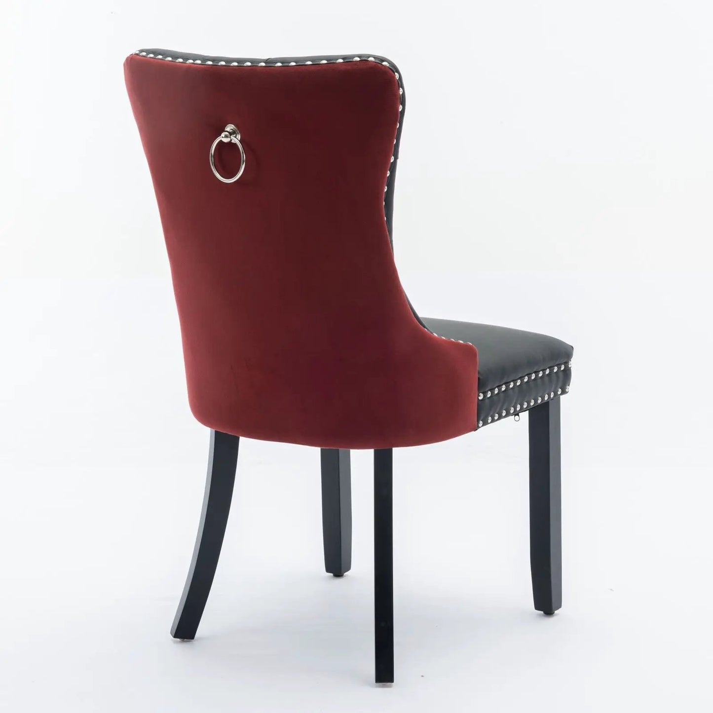 Nikki Modern Upholstered Dining Chair set of 2 burgundy back black seat with ring pull on Tampa Home & Garden Store