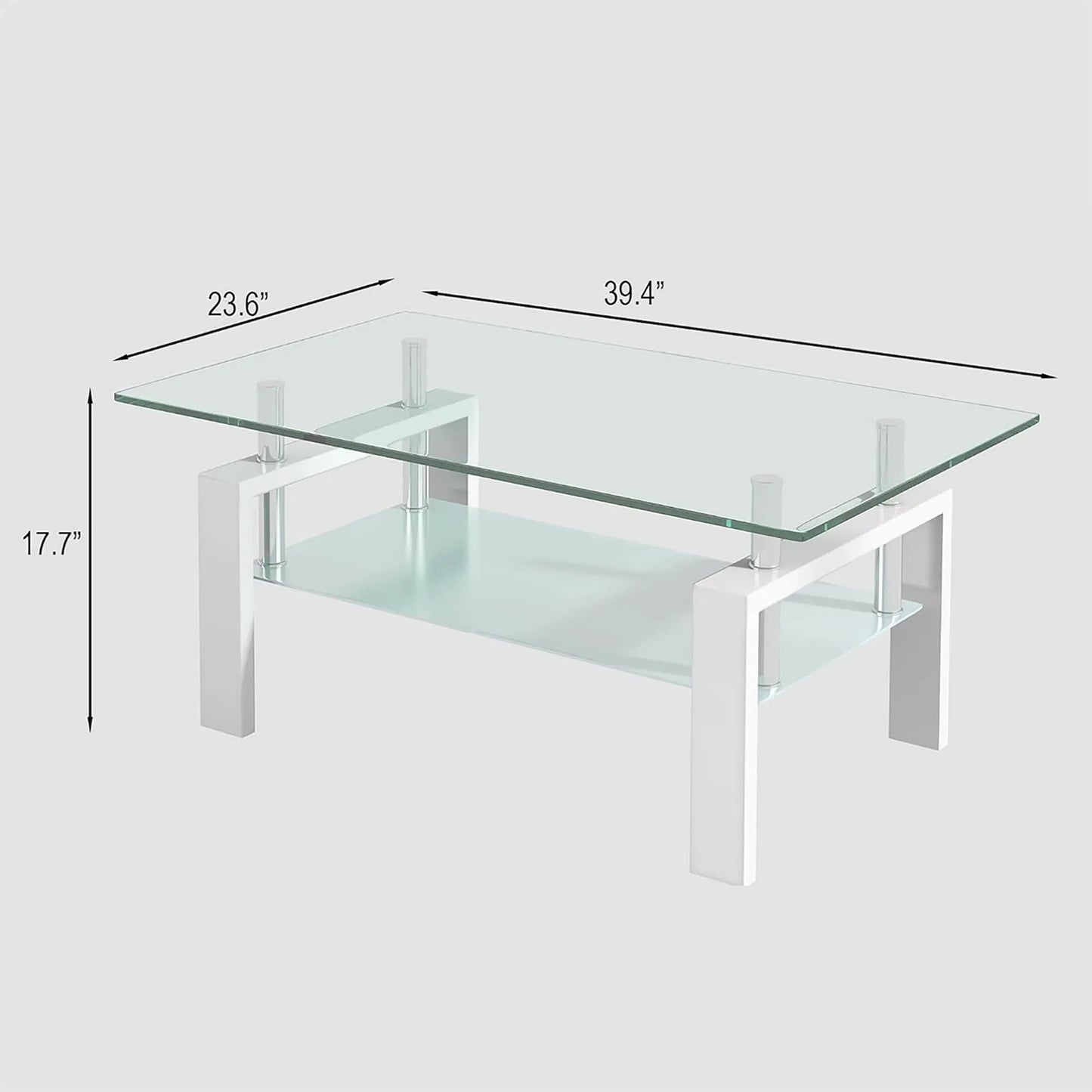 Tempered Glass Table With Storage For Living Room