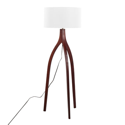 Wishbone contemporary floor lamp with dark wood tripod base and white shade, HouseOfZazla on Tampa Home & Garden Store