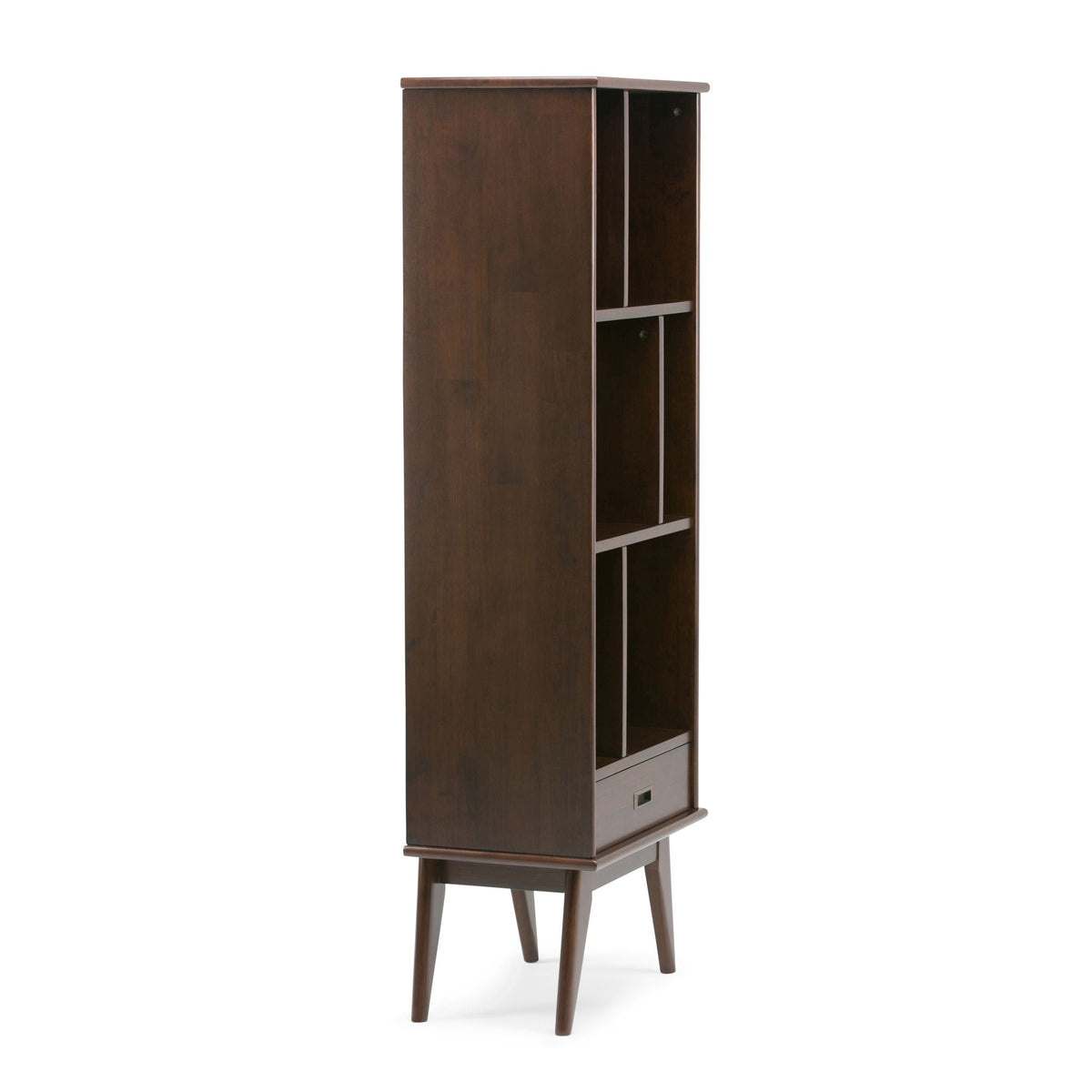 Mid Century Wide Bookcase and Storage Drawers dark walnut with open shelves by HouseOfZazla on Tampa Home & Garden Store