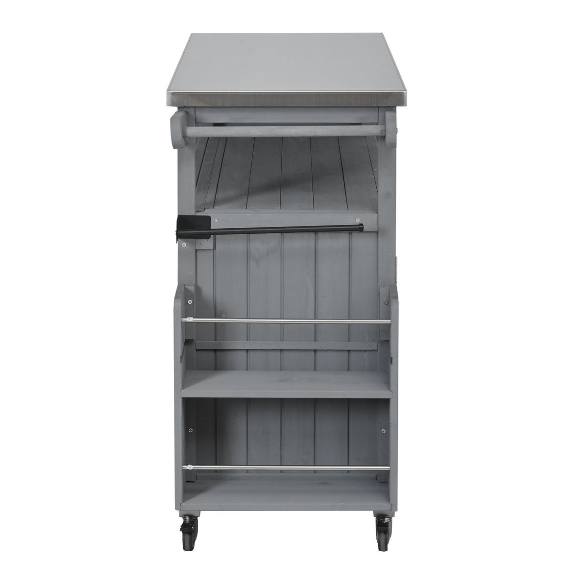 Foldable Outdoor Kitchen Island on casters with steel top and built shelves HouseOfZazla on Tampa Home & Garden Store