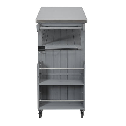 Foldable Outdoor Kitchen Island on casters with steel top and built shelves HouseOfZazla on Tampa Home & Garden Store