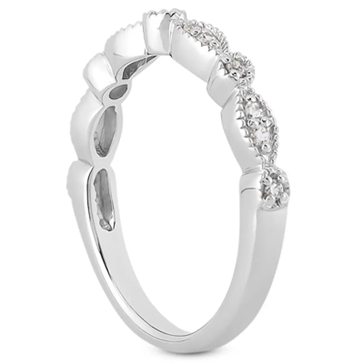14k white gold vintage look pave diamond milgrain wedding ring band by Bids.com on Tampa Home & Garden Store