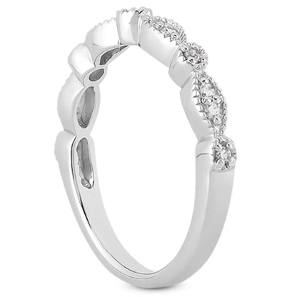 14k white gold vintage look pave diamond milgrain wedding ring band by Bids.com on Tampa Home & Garden Store