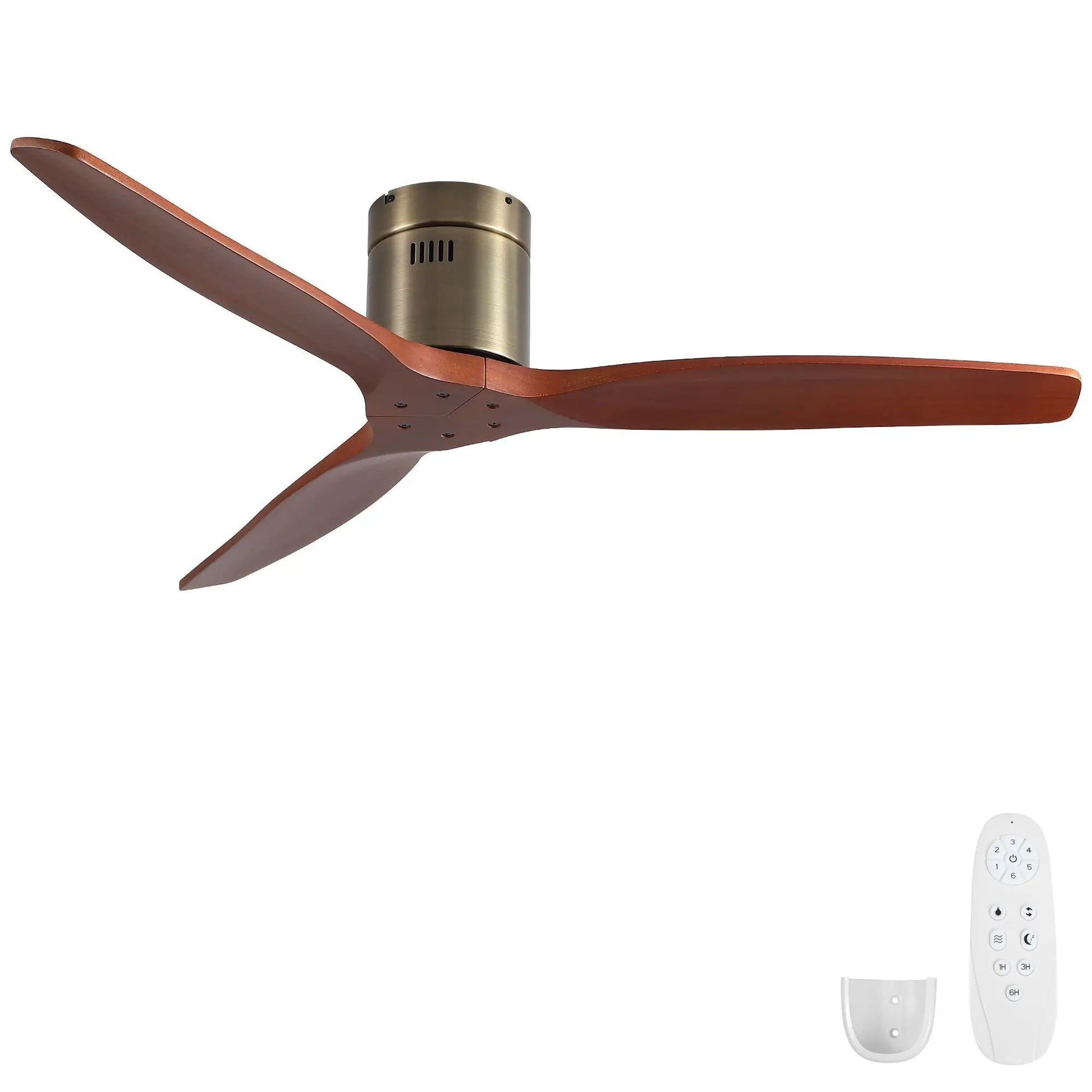 Low Profile Flush Mount Ceiling Fan Without Light copper blades brass hub remote on Tampa Home & Garden Store