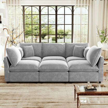 Modern U-shaped sectional sofa in gray fabric, 2-piece set with movable ottoman storage on Tampa Home & Garden Store