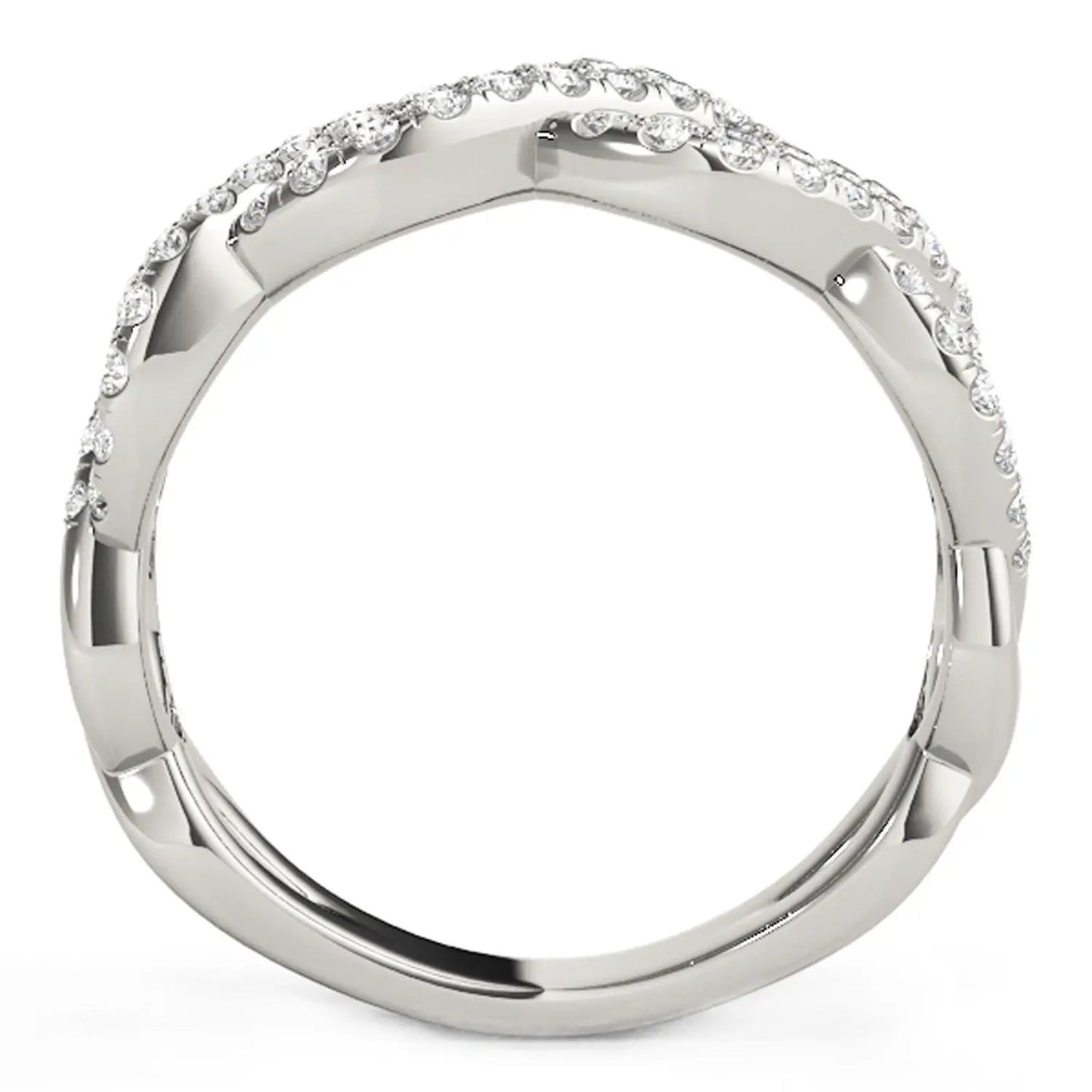 Diamond studded interlocking waves ring in 14k white gold, 5/8 cttw, by Bids.com on Tampa Home & Garden Store