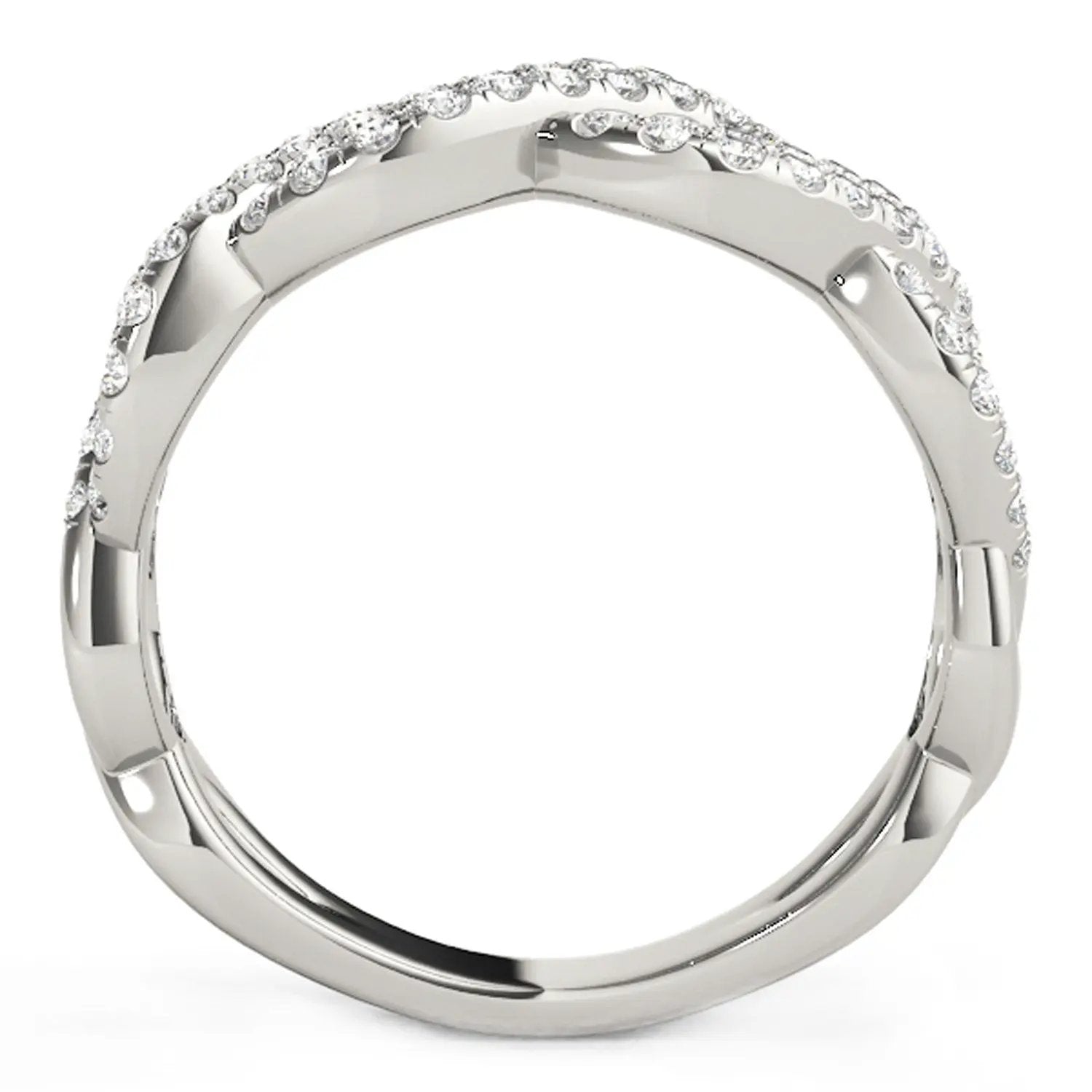 Diamond studded interlocking waves ring in 14k white gold, 5/8 cttw, by Bids.com on Tampa Home & Garden Store
