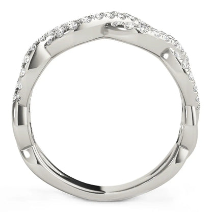 Diamond studded interlocking waves ring in 14k white gold, 5/8 cttw, by Bids.com on Tampa Home & Garden Store