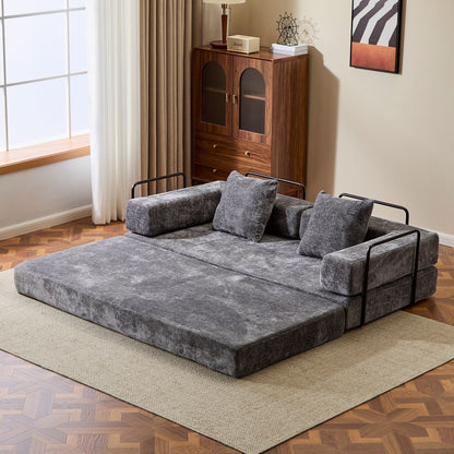 Compact Floor Sofa Bed With A Pillow And Frame