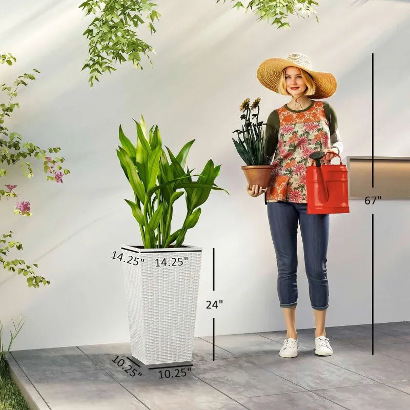 Spacious Plant Pots box set of 3 tall white wicker planters by HouseOfZazla on Tampa Home & Garden Store