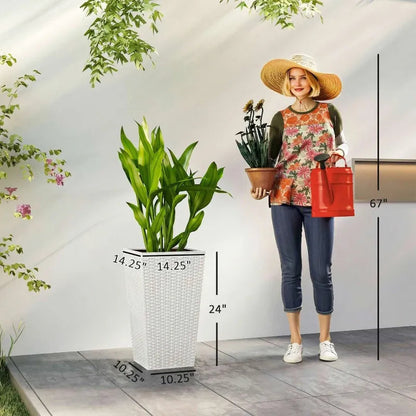 Spacious Plant Pots box set of 3 tall white wicker planters by HouseOfZazla on Tampa Home & Garden Store