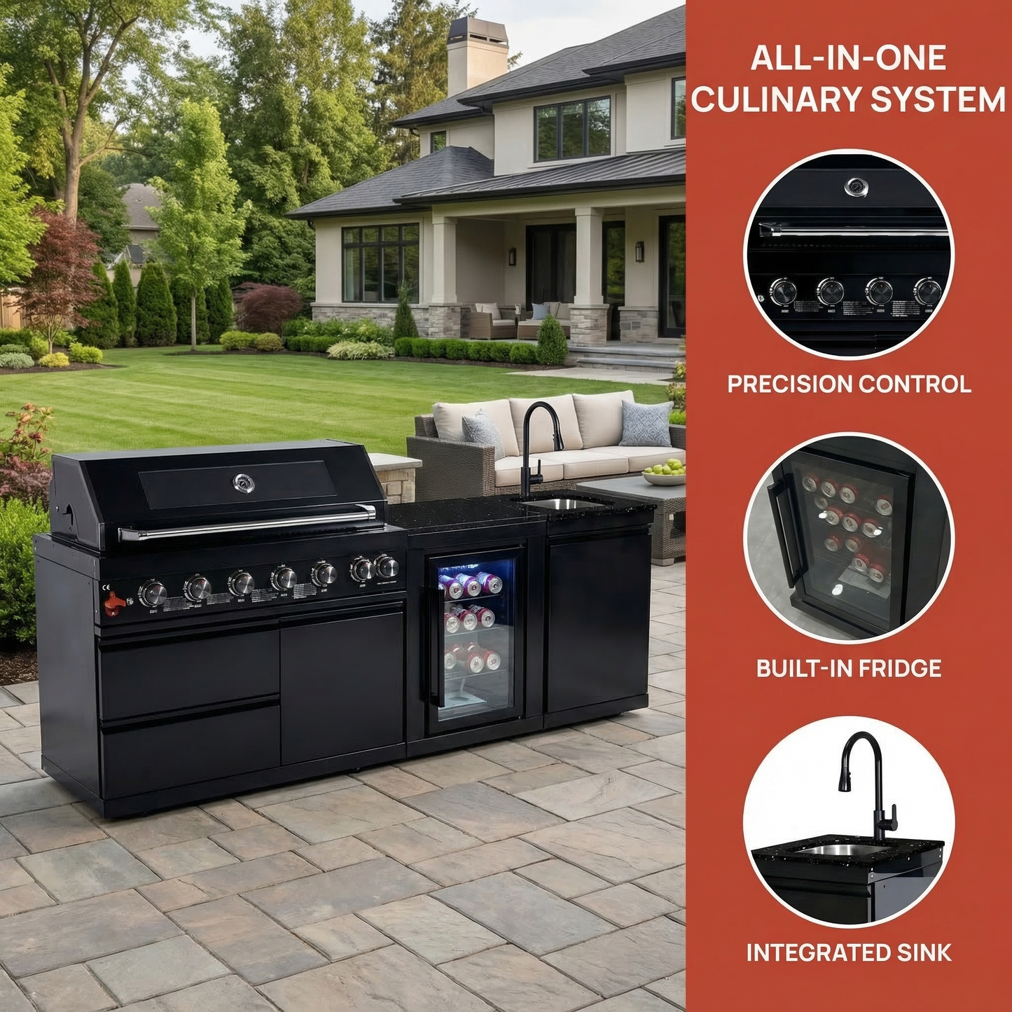 6 Burner Outdoor Grill with Stainless Steel