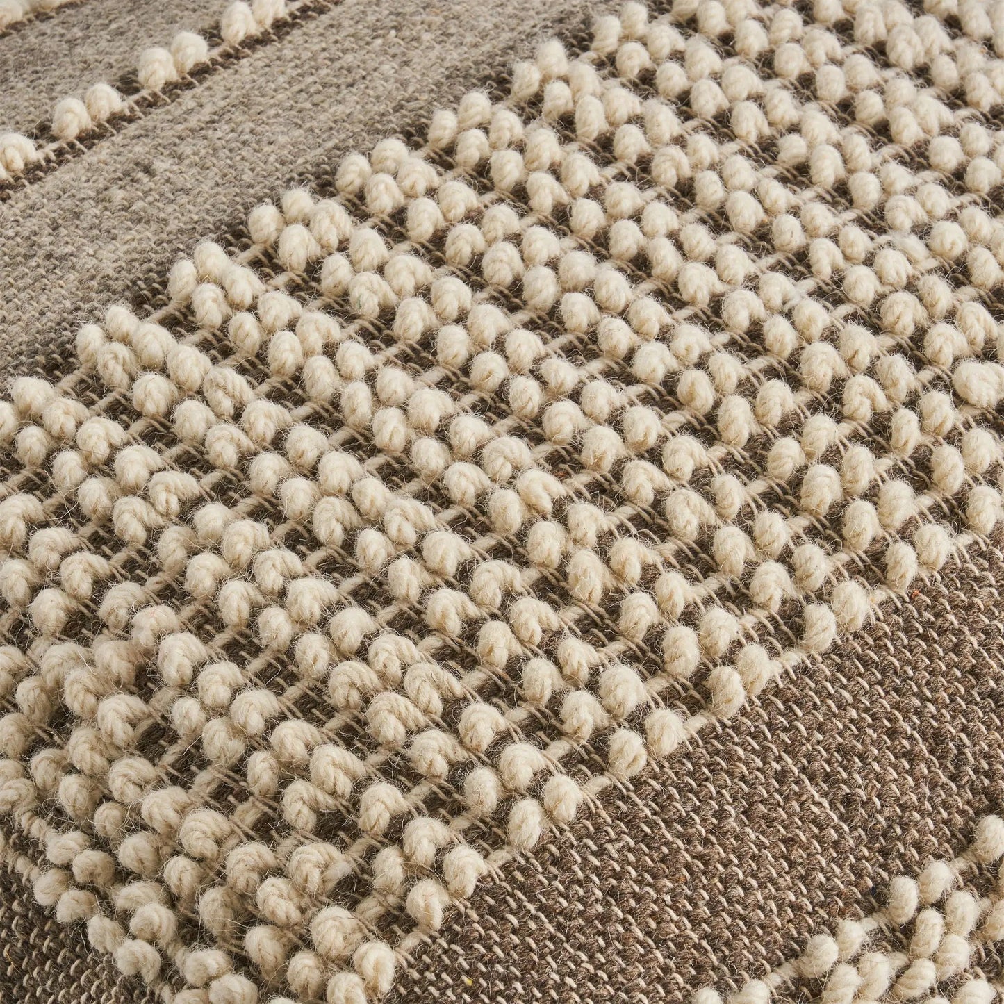 Rustic Wool and Cotton Pouf Handcrafted Tufted