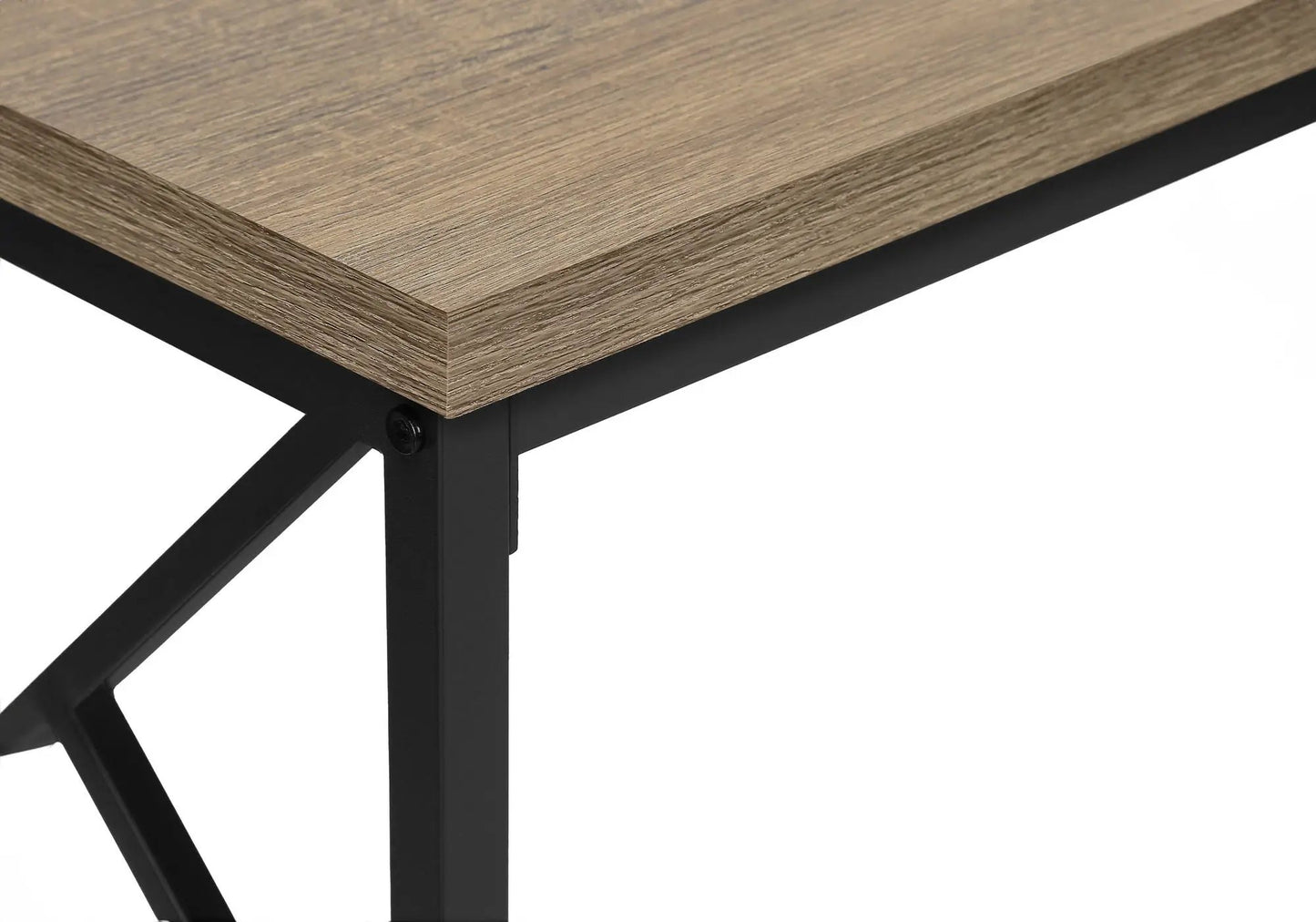 Accent console table with oak veneer top and black metal frame, modern entryway design on Tampa Home & Garden Store