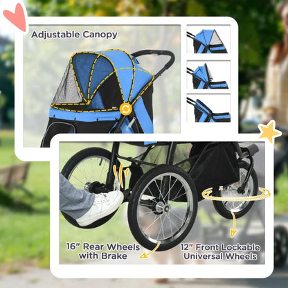 Furr Baby Gifts 3-Wheel Pet Stroller for Small & Medium Dogs blue canopy with 16in rear wheels on Tampa Home & Garden Store