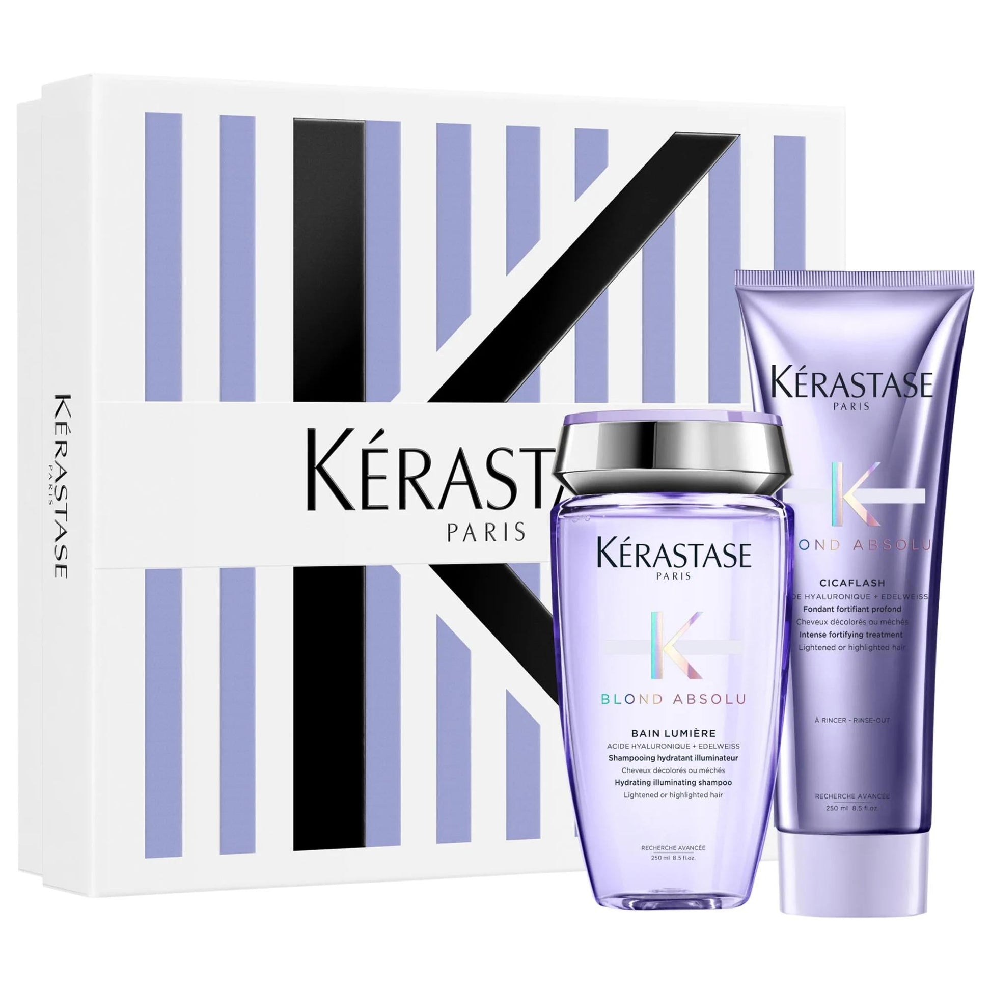 Kérastase Blond Absolu luxury haircare set with lavender shampoo & conditioner in gift box on Tampa Home & Garden Store