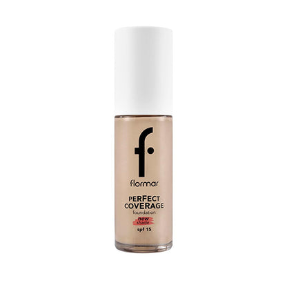 Foundation Flormar Perfect Coverage 131 Warm Nude bottle with white cap, beige shade SPF 15 on Tampa Home & Garden Store