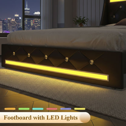 Wingback Upholstered Bed Frame Led and Usb