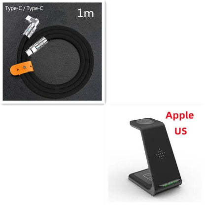 FLIPSTYLEZLLC 3-in-1 wireless charging station with 1m Type-C cable and Apple US dock black on Tampa Home & Garden Store