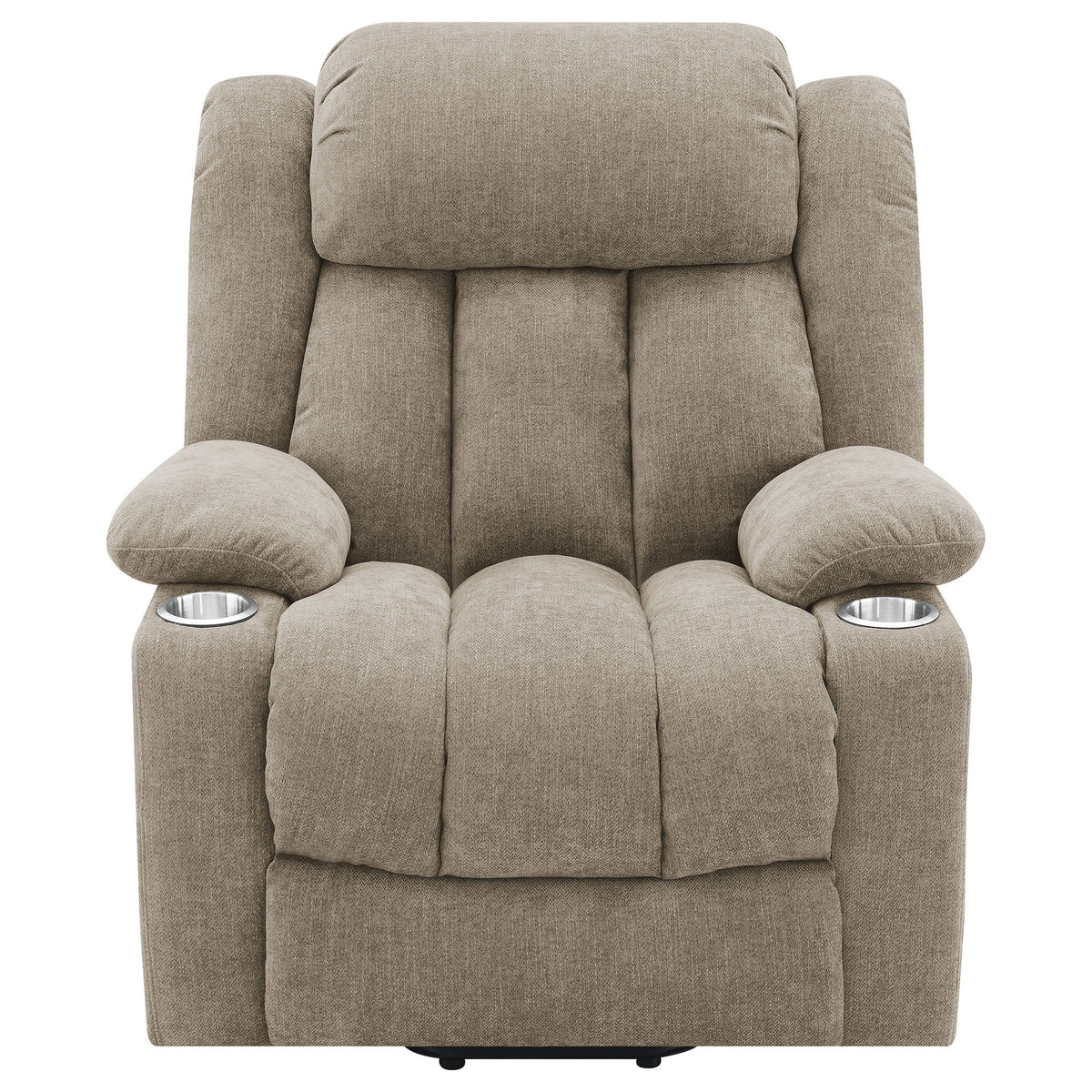 Beca Upholstered Power Lift Recliner with two cupholders in taupe fabric by HouseOfZazla on Tampa Home & Garden Store