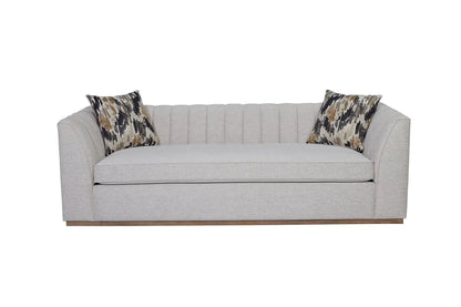 Channel sofa off-white fabric with tufted back, two abstract pillows Unique Piece Furniture on Tampa Home & Garden Store