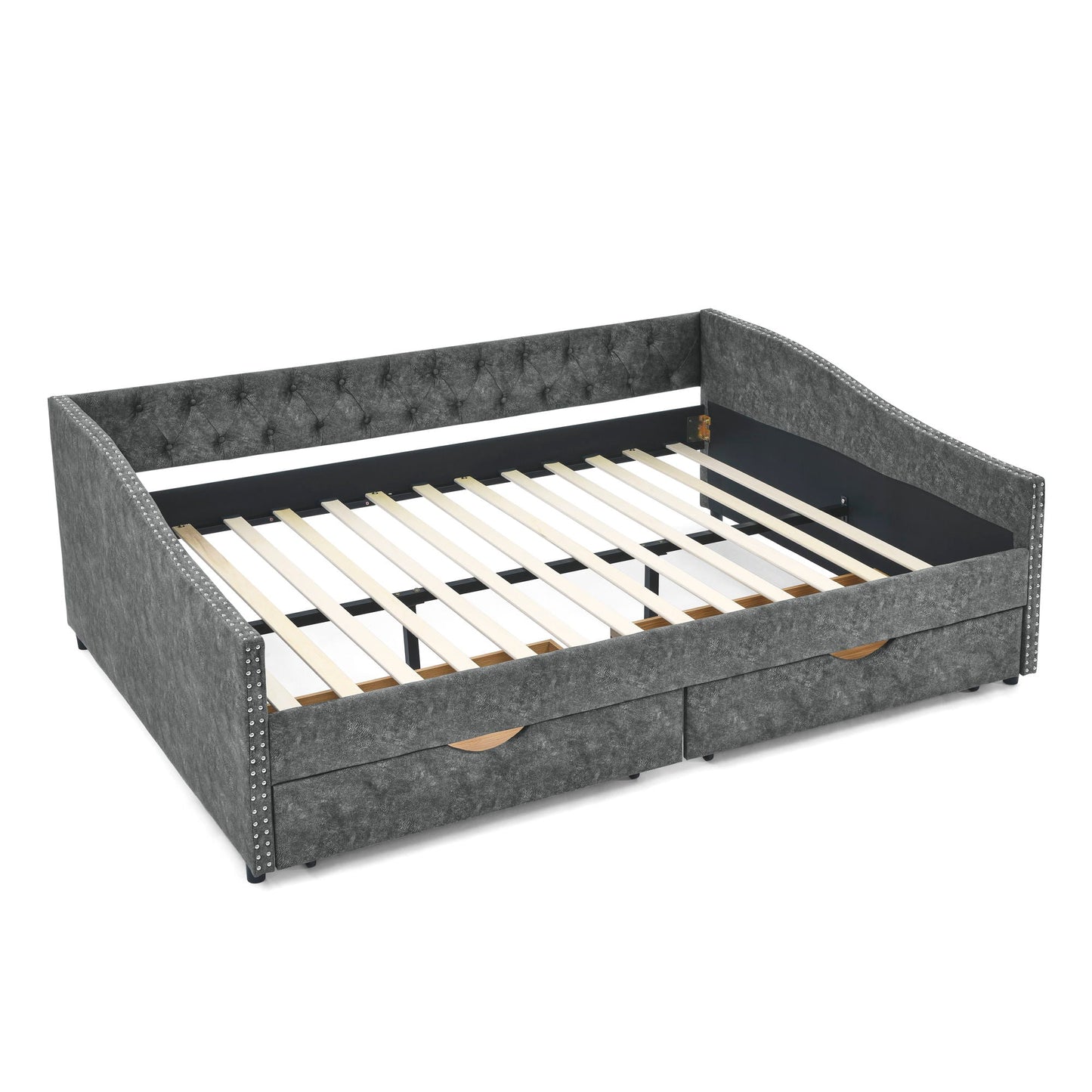 Upholstered Tufted Daybed with Storage Drawers