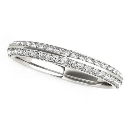 14k white gold two-row pavé diamond wedding band, 1/4 cttw, by Bids.com on Tampa Home & Garden Store