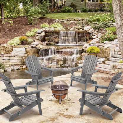 Set of Two Wooden Folding Adirondack Chairs