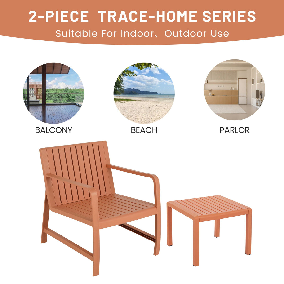 2-Piece Orange Waterproof Outdoor Patio Set by HouseOfZazla with two chairs and table on Tampa Home & Garden Store
